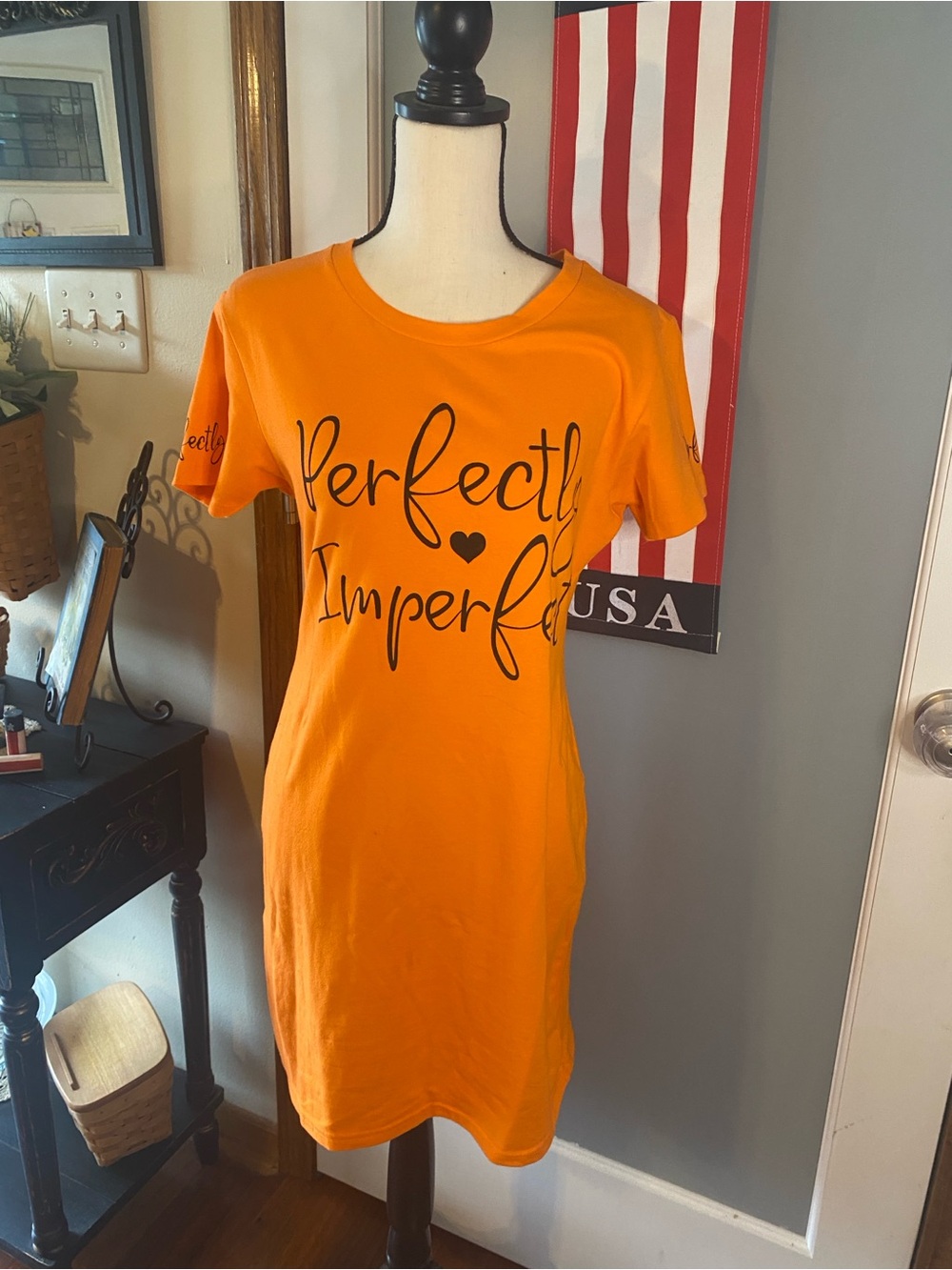 On Fire Orange 'Perfectly Imperfect' Graphic Mini Dress